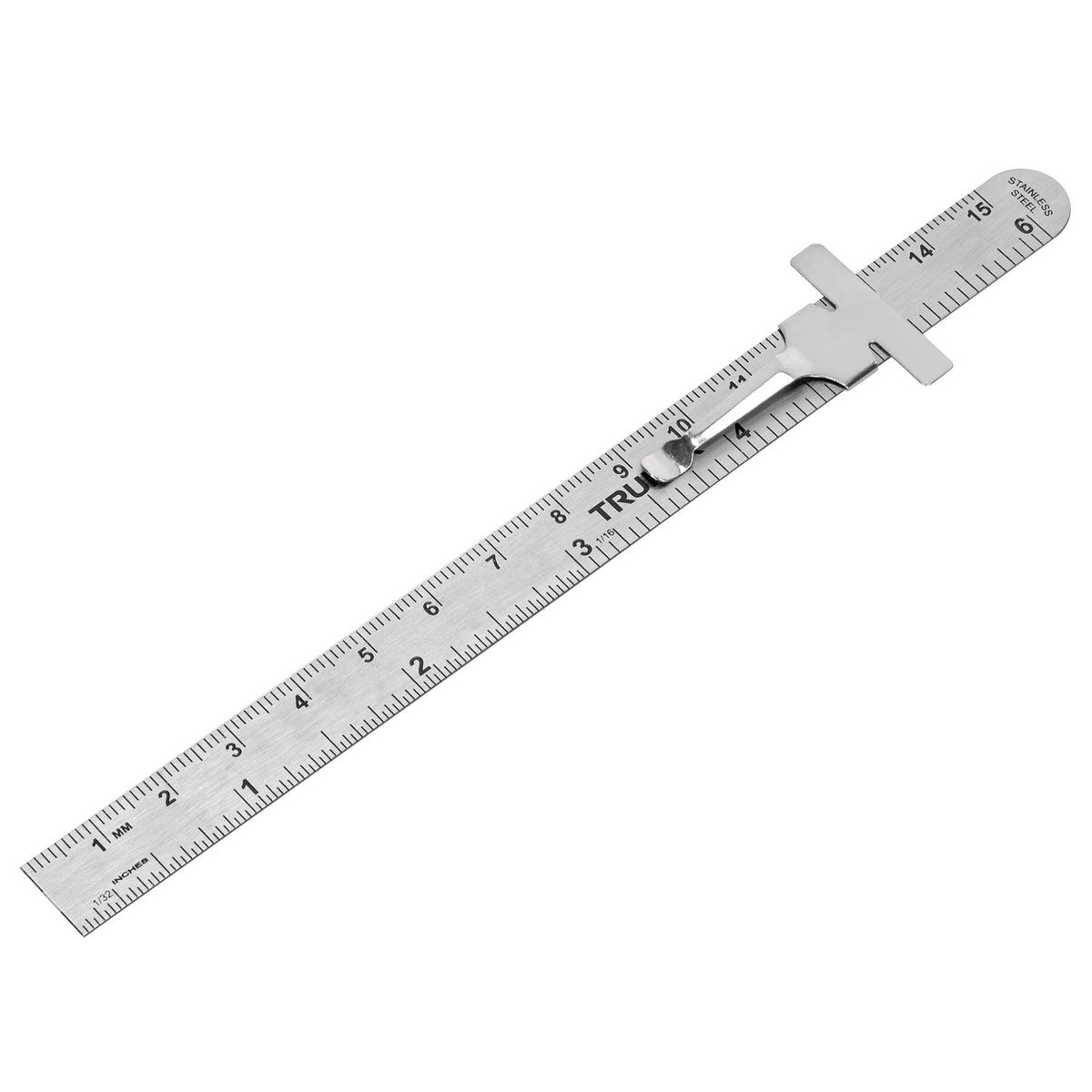 TRUPER - Regla De Bolsillo En Acero Inoxidable De 6" (16 Cm) Con Clip Truper