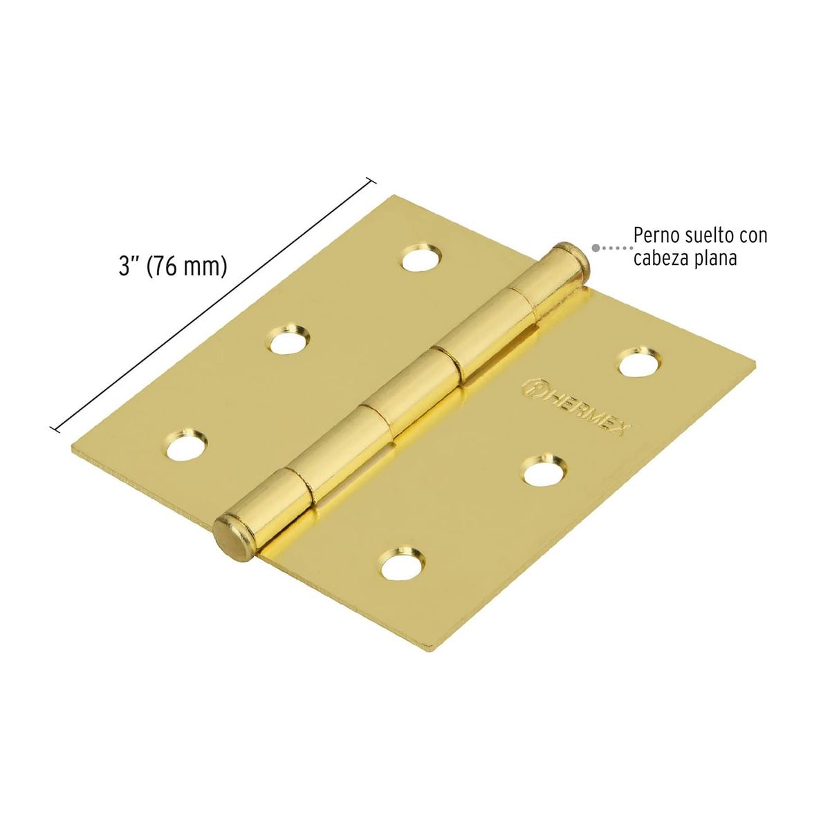 HERMEX - Caja de 10 Bisagras Cuadradas de 7.6 Cm, Acero Latonado Hermex