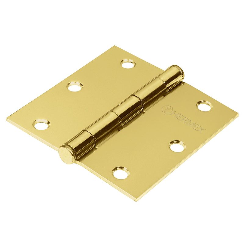 HERMEX - Caja de 10 Bisagras Cuadradas de 8.9 cm, Acero Latonado Hermex
