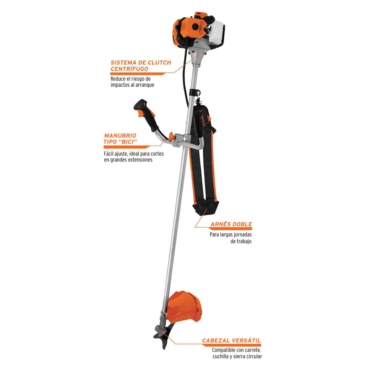 TRUPER - Guadañadora A Gasolina De 2 Hp, Corte De 18" Y 0.72 L/H Truper