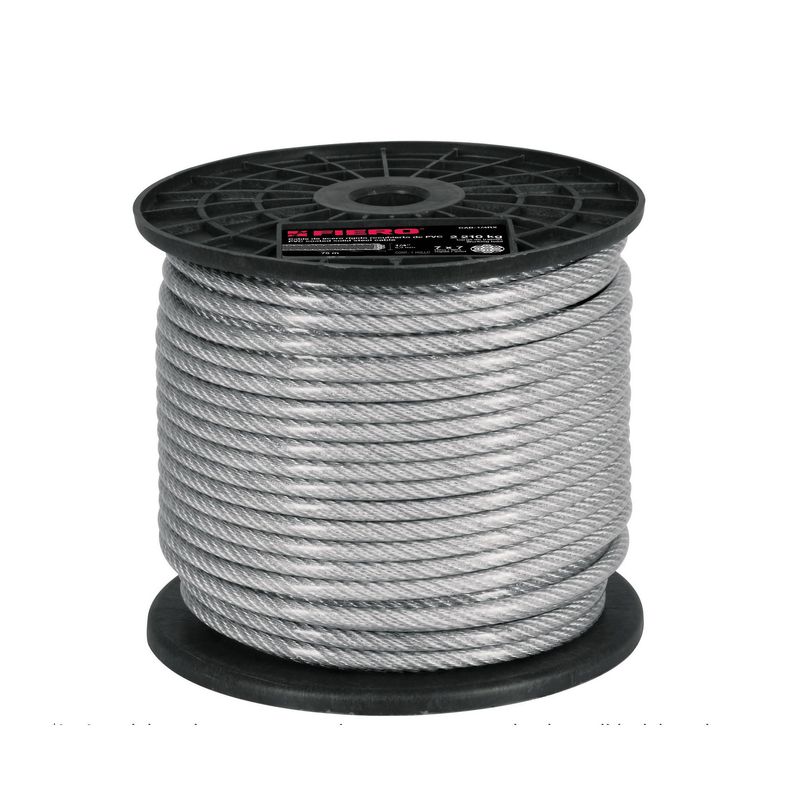 FIERO - Guaya De Acero 1/16" Recubierta Pvc De 75 M, Carga 170 Kg Fiero