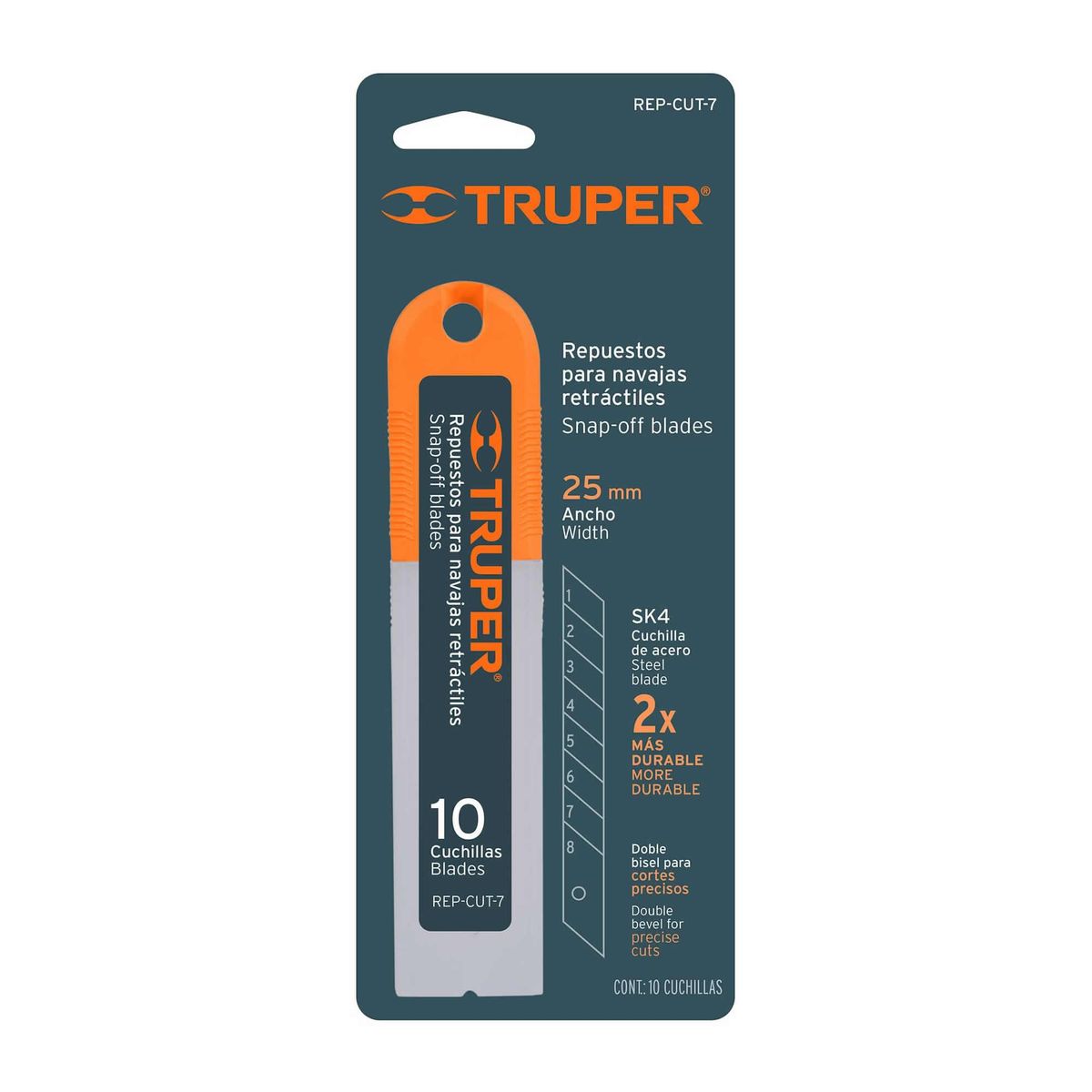 TRUPER - 10 Cuchillas Grandes De Repuesto Para Bisturí, Ancho 25 Mm Truper
