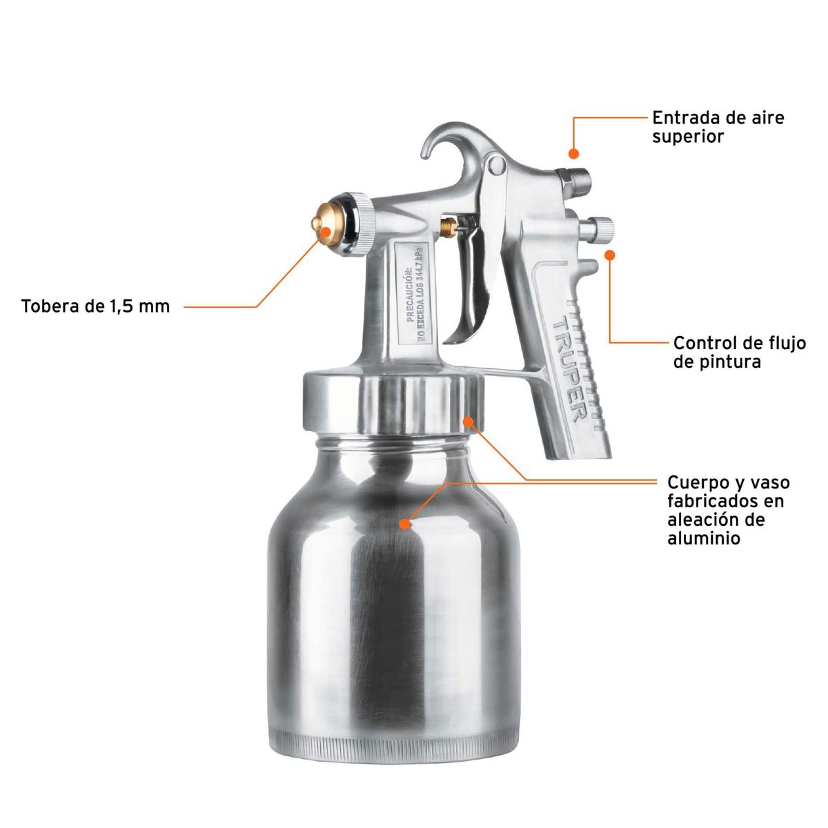 TRUPER - Pistola Para Pintar De Succión 1000 Ml, Boquilla 1.5 Mm Truper