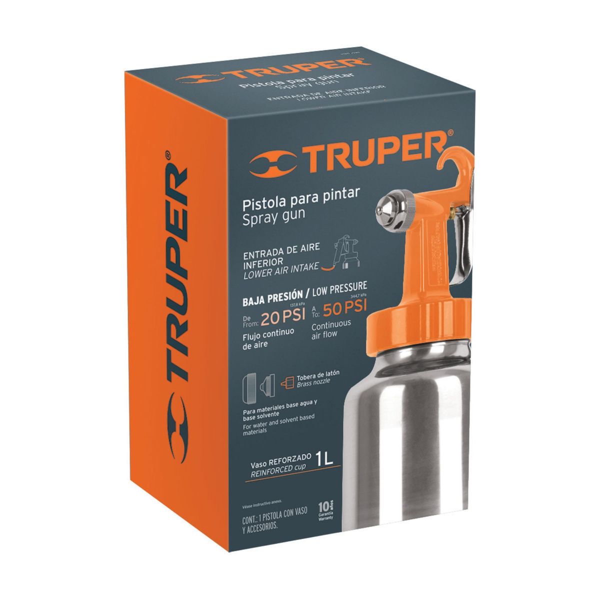TRUPER - Pistola Para Pintar De Succión 1000 Ml, Boquilla 1.3 Mm Truper