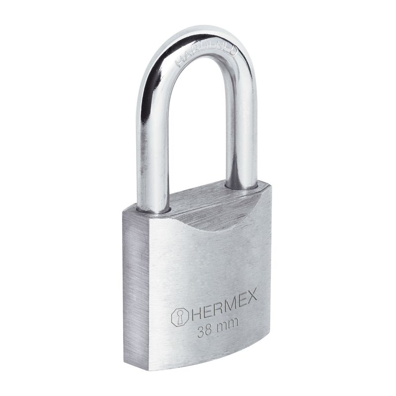 HERMEX - Candado De 32 Mm De Hierro Con Gancho Largo Y 2 Llaves Hermex