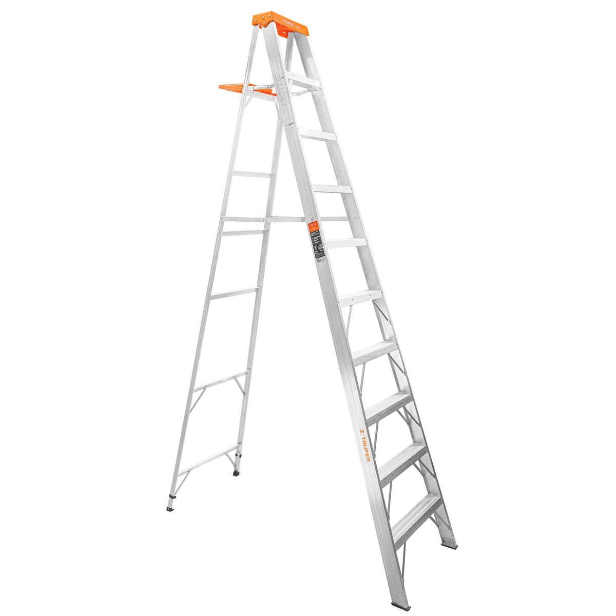 TRUPER - Escalera De 10 Escalones - 9 Peldaños Con Bandeja, Tipo 2 Truper