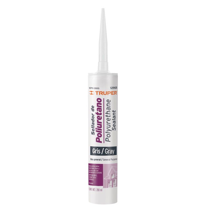 TRUPER - Sellador De Poliuretano Varios Usos 280 Ml Gris, Pintable Truper