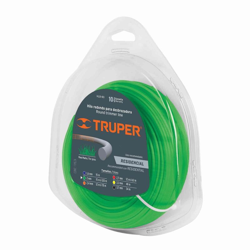 TRUPER - Hilo Redondo Para Guadañadora De 15 M, Diámetro 2 Mm Truper