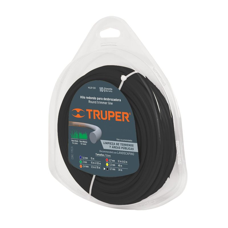 TRUPER - Hilo Redondo Para Guadañadora De 34 Metros, Diámetro 3.7 Mm Truper