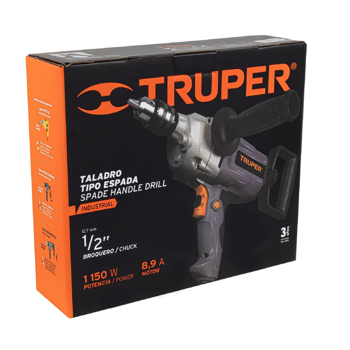 TRUPER - Taladro Tipo Espada De 1/2", 1150 W De Uso Industrial Truper