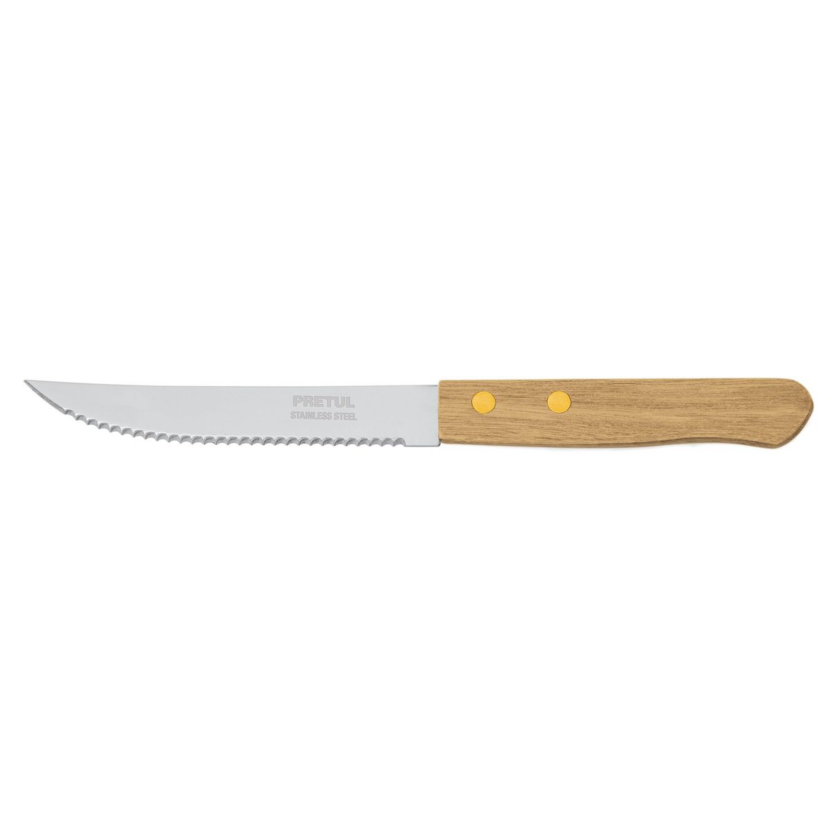 PRETUL - Cuchillo Con Sierra Para Asados De 5" Con Mango De Madera Pretul