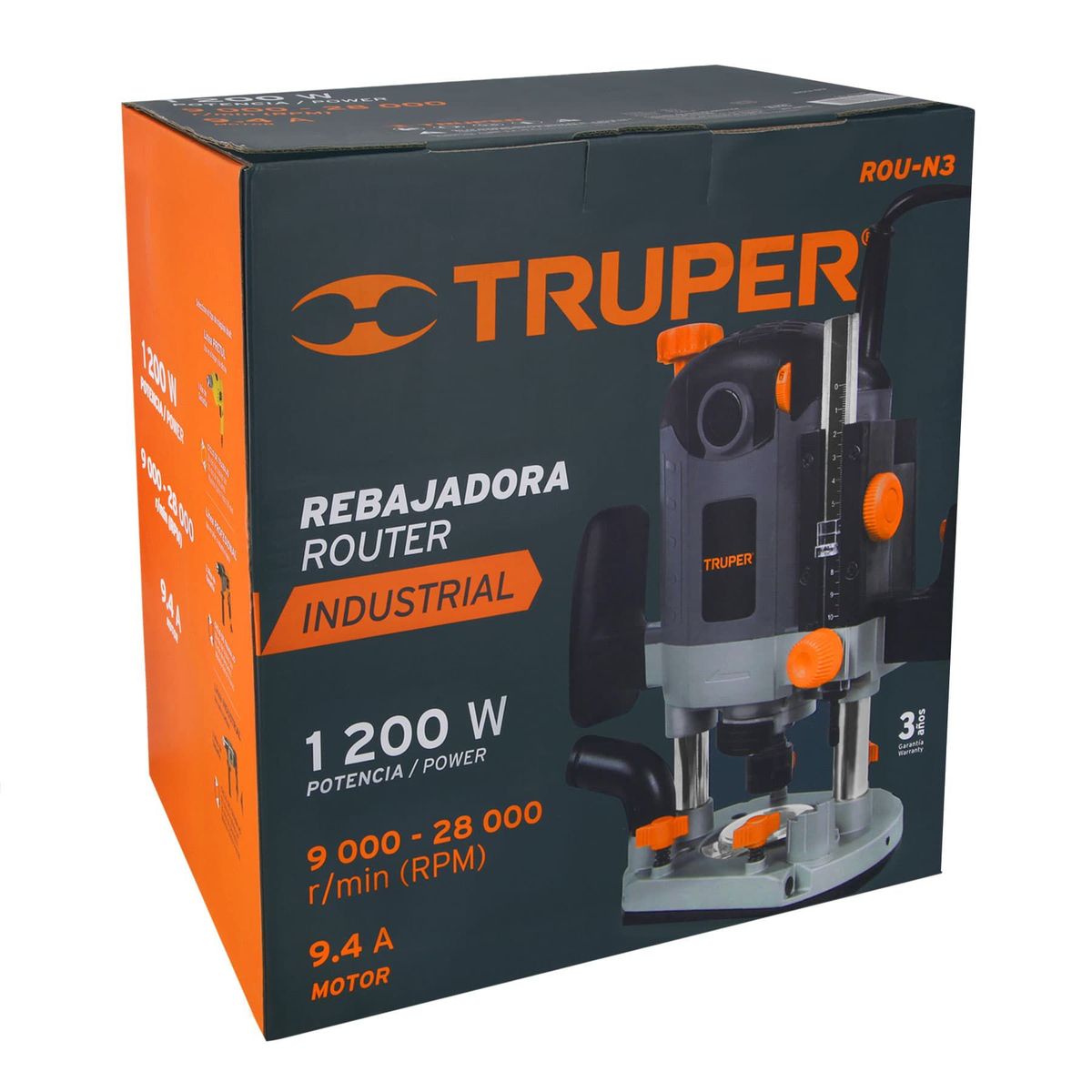 TRUPER - Ruteadora Industrial 1/2" Y 1/4", 1.200 W Con Accesorios Truper
