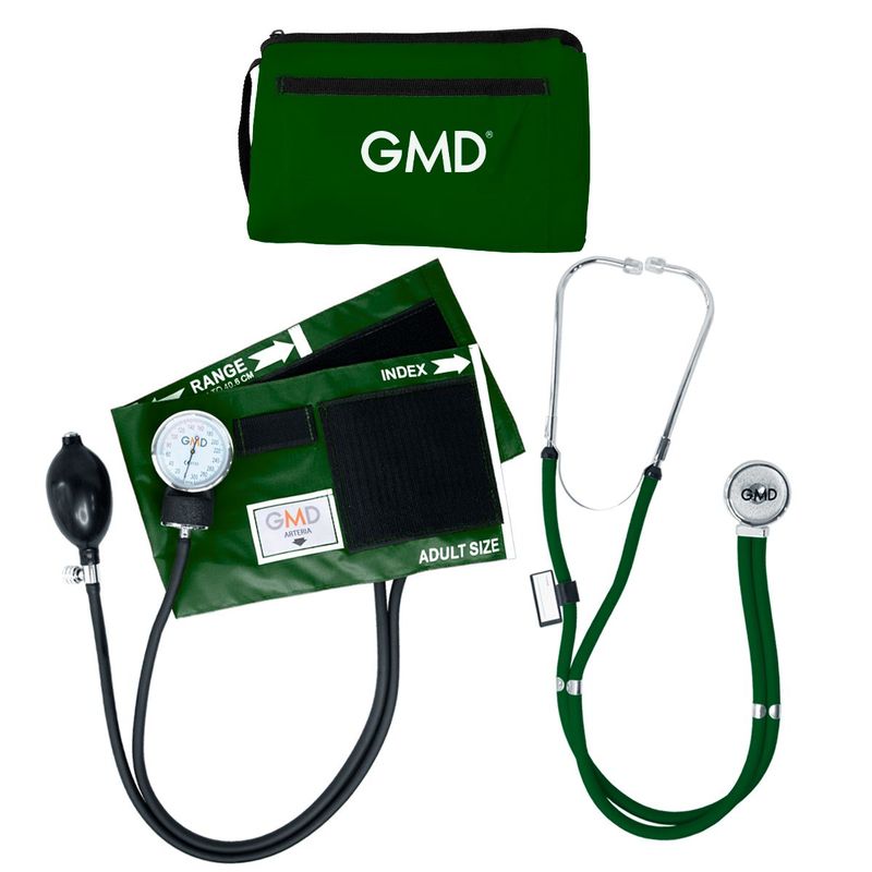 GMD - KIT TENSIOMETRO Y FONENDOSCOPIO RAPPAPORT VERDE OSCURO  ESTUCHE