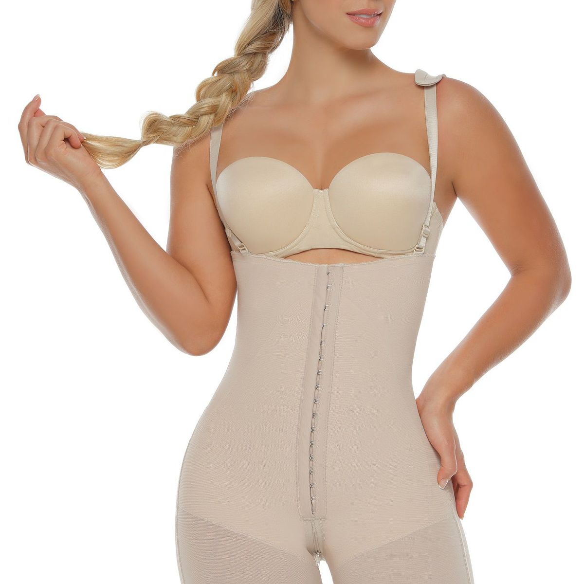 BODY PERFECT - FAJA CACHETERA STRAPLESS DE BROCHE REF. 1700 PIEL