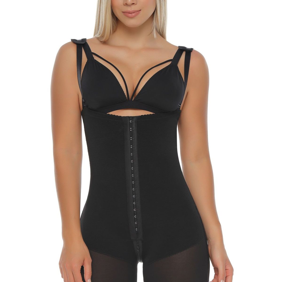 BODY PERFECT - FAJA CACHETERA STRAPLESS DE BROCHE REF. 1700 NEGRO