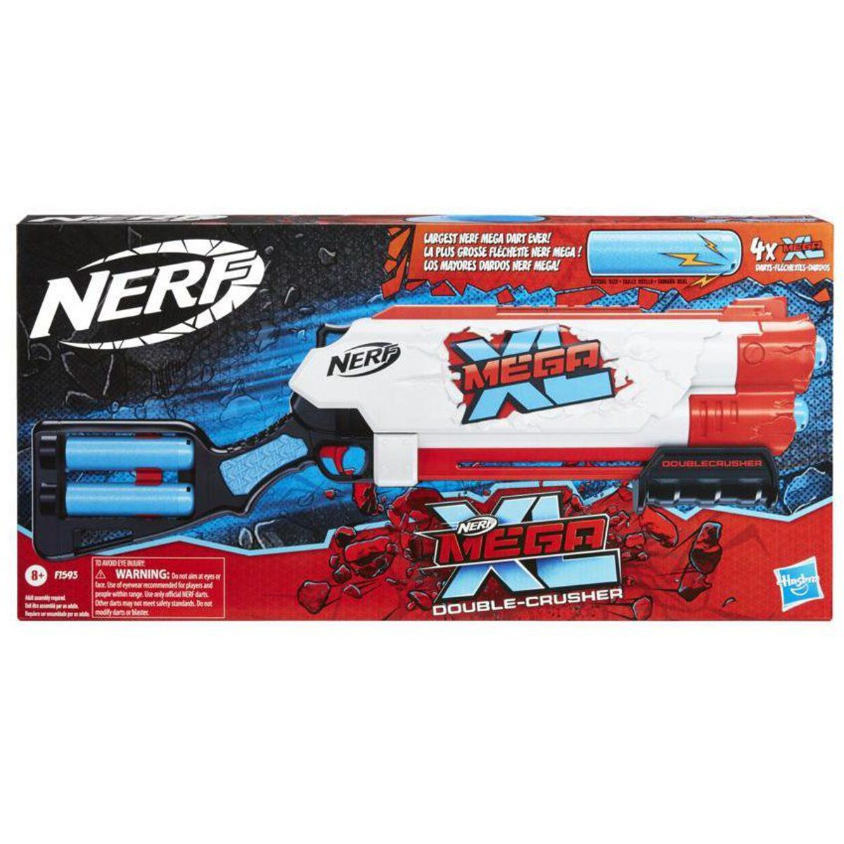 HASBRO - Pistola De Dardos Lanzador  Nerf Mega Double Crusher Blaster