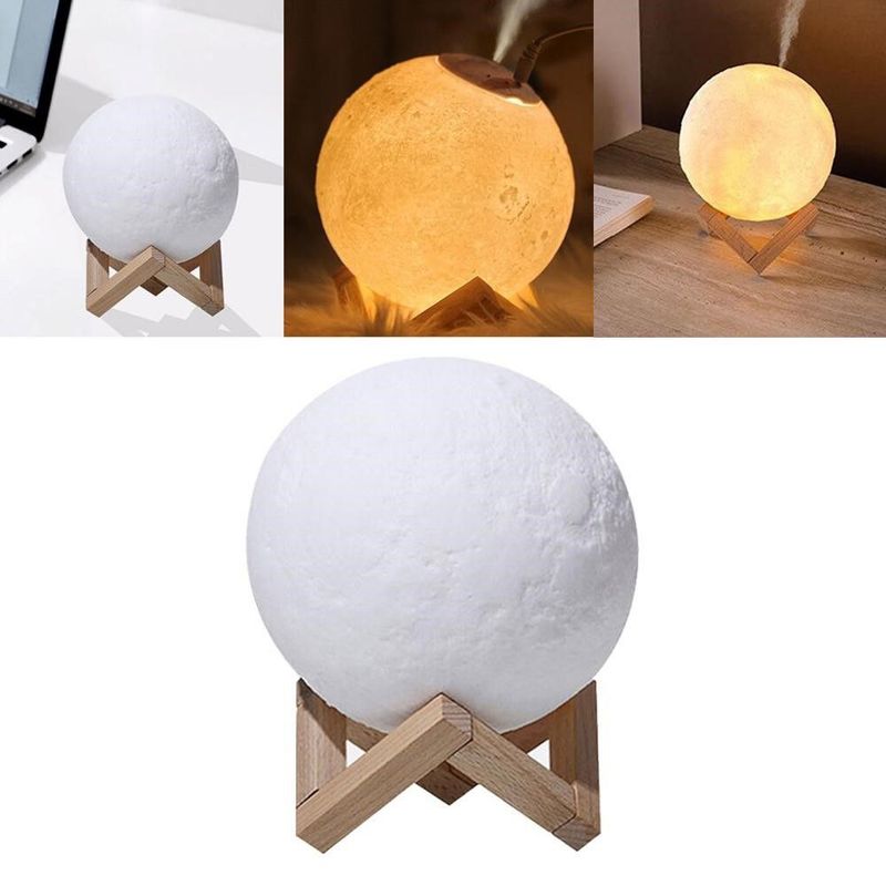 GENERICO - Humificador Difusor Luna Aroma 3 Toques Led Lampara Con Base