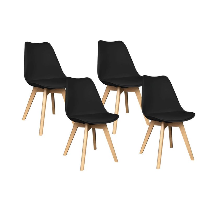 BIG ROOM - Kit 4 Sillas Eames Tulip Asiento Acolchado Minimalista - Negro - G