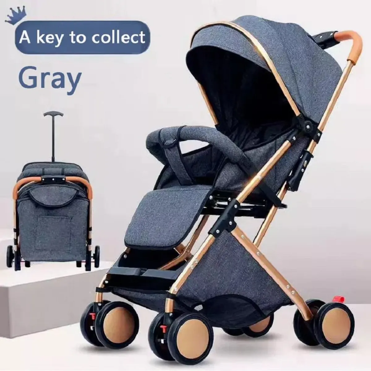 KIDSHOP - Coche Paseador Tipo Maleta + Toldillo PD-6609-1-GR