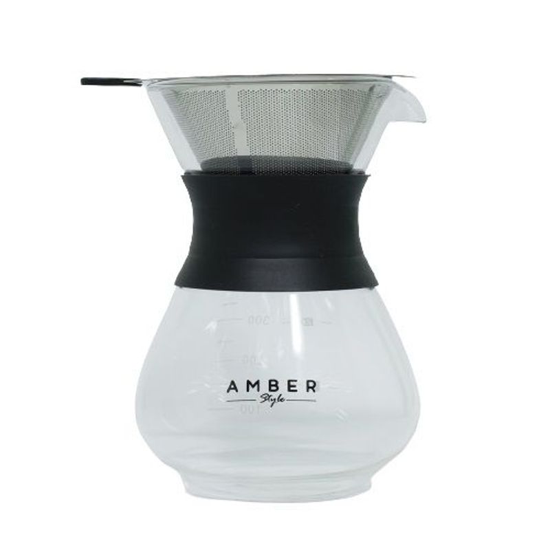 AMBER STYLE - Chemex 400ml vidrio y silicona con filtro acero inoxidable