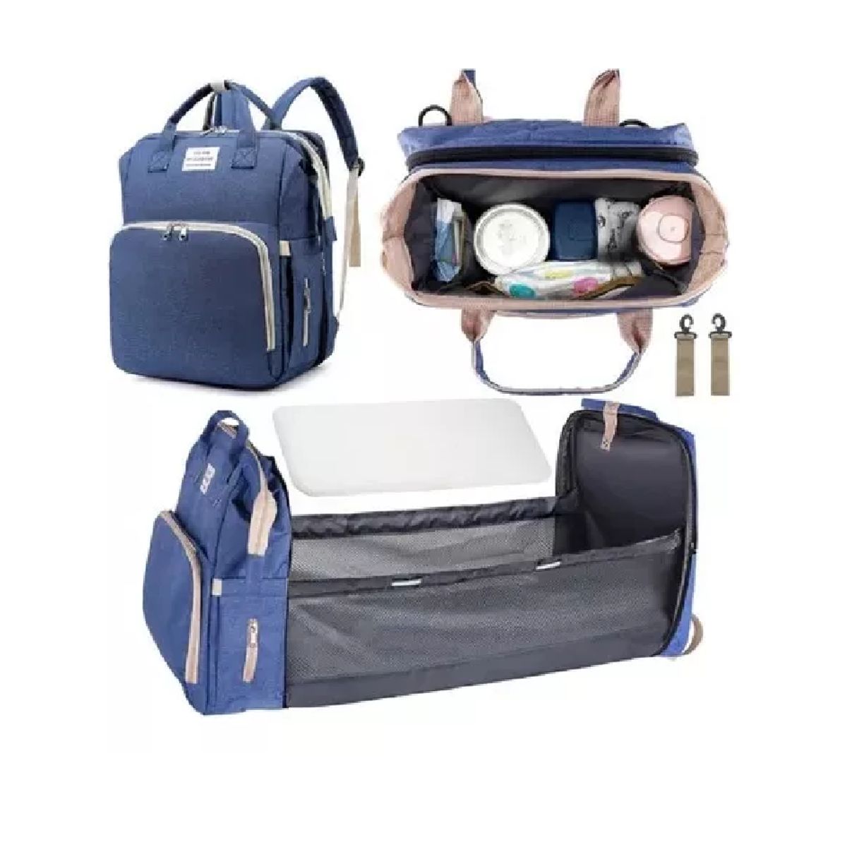 KIDSHOP - Pañalera Multifuncional Bebe Mochila expandible AZUL BY-1.