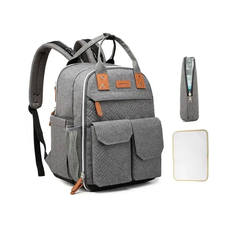 KIDSHOP - Pañalera Bolso Materno Multifuncional Cambiador Gris LD2204-