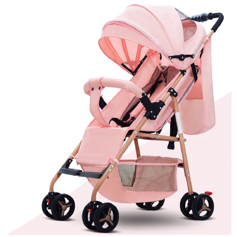 KIDSHOP - Coche Para Bebe Con Capota Expandible Fino Reversible  ROSA 701-3