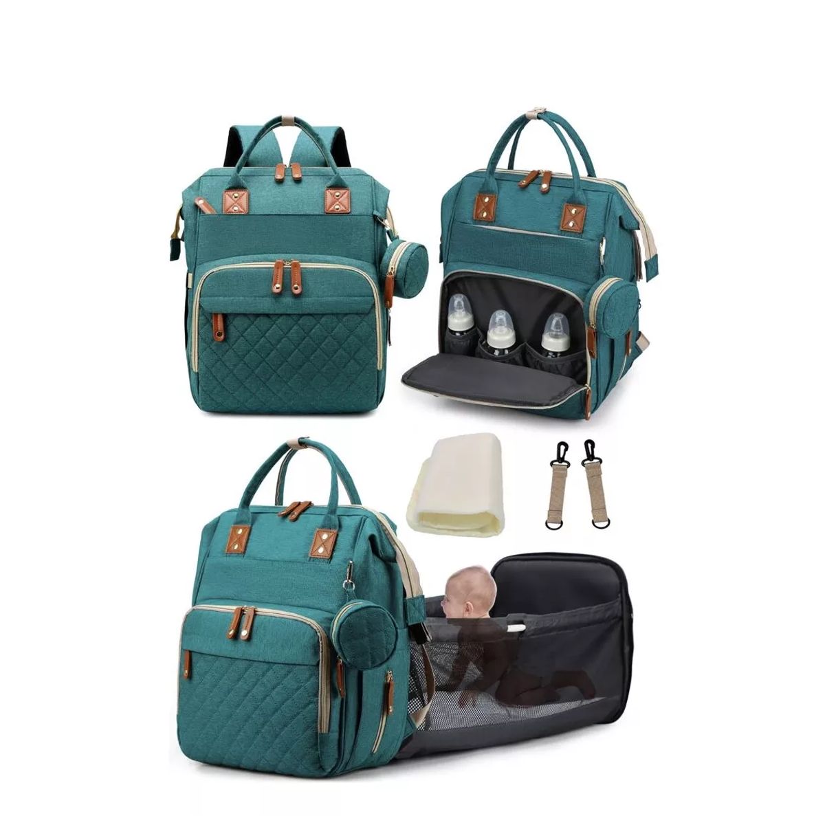 KIDSHOP - Pañalera Multifuncional Morral Bolso Bebe Mochila JQ-1 Verde