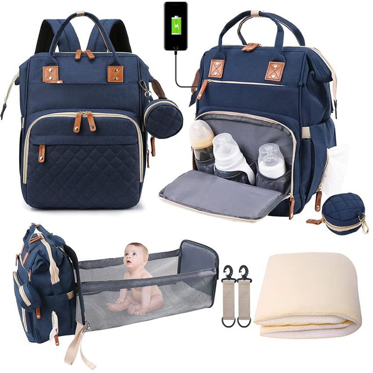 KIDSHOP - Pañalera Multifuncional Morral Bolso Bebe Mochila JQ-1 Coral