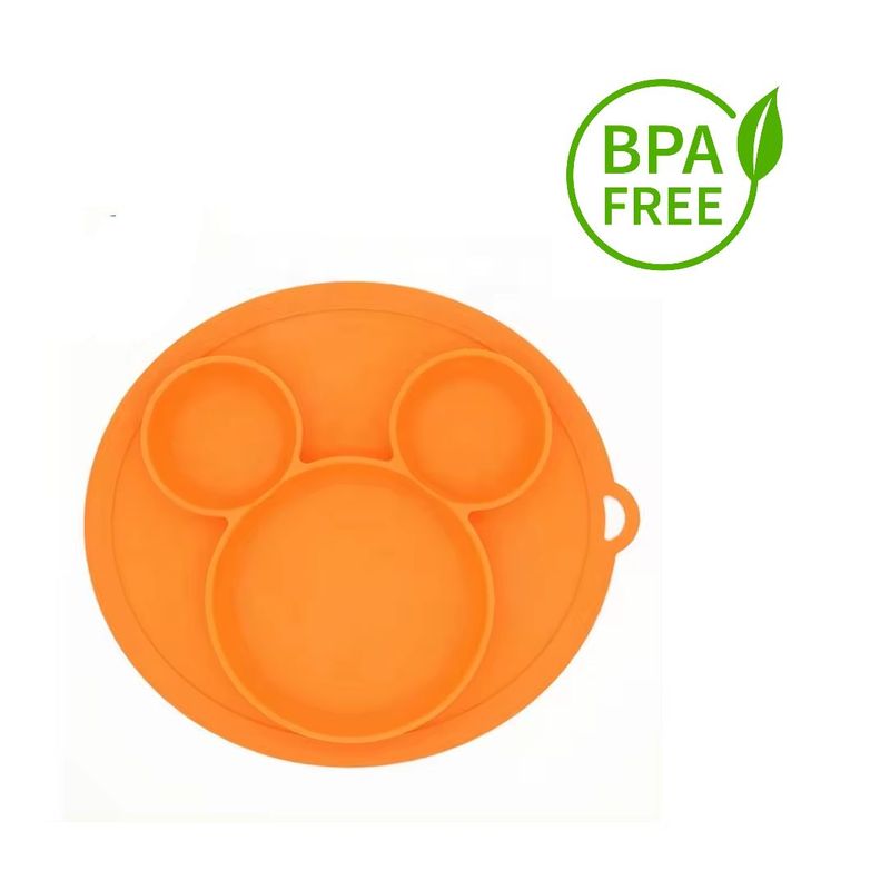 KIDSHOP - Plato Silicona Antideslizante Para Bebé Naranja Hydg-2