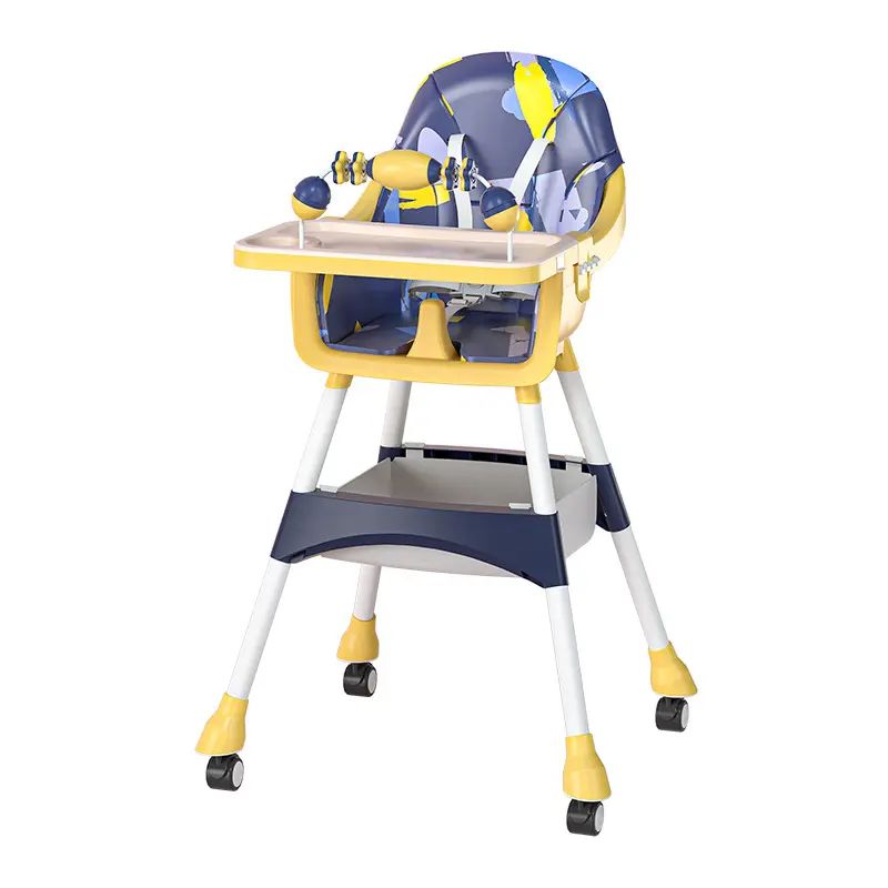 KIDSHOP - Silla Comedor Para Bebé 2 En 1 Imper Freno Juguetes Amarillo