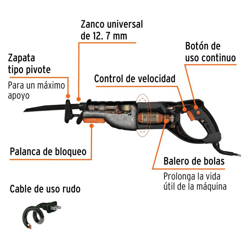 TRUPER - Sierra Sable Industrial De 900 W, Velocidad 300 - 2.400 Cpm Truper