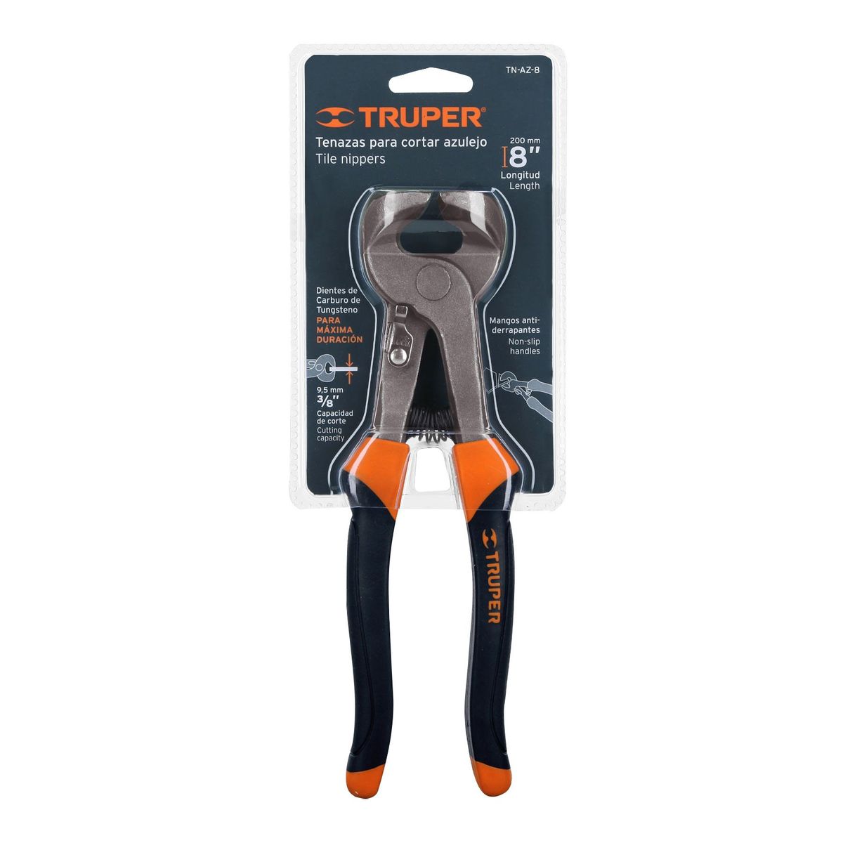 TRUPER - Tenaza Corta Baldosa Profesional De 8 Mango Comfort Grip Truper