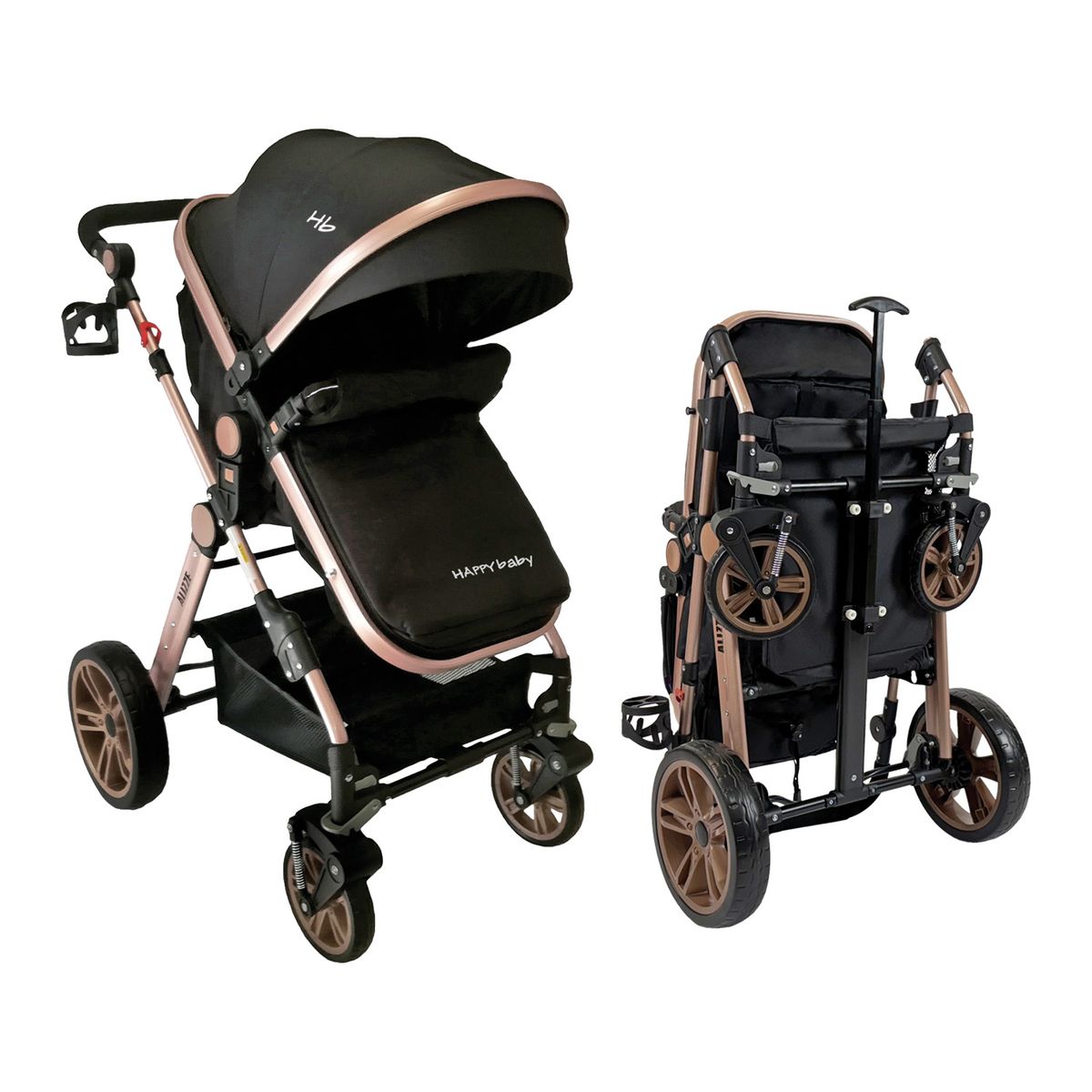 HAPPY BABY - Coche Para Bebe Tipo Moisés Happy Baby Alizze Negro
