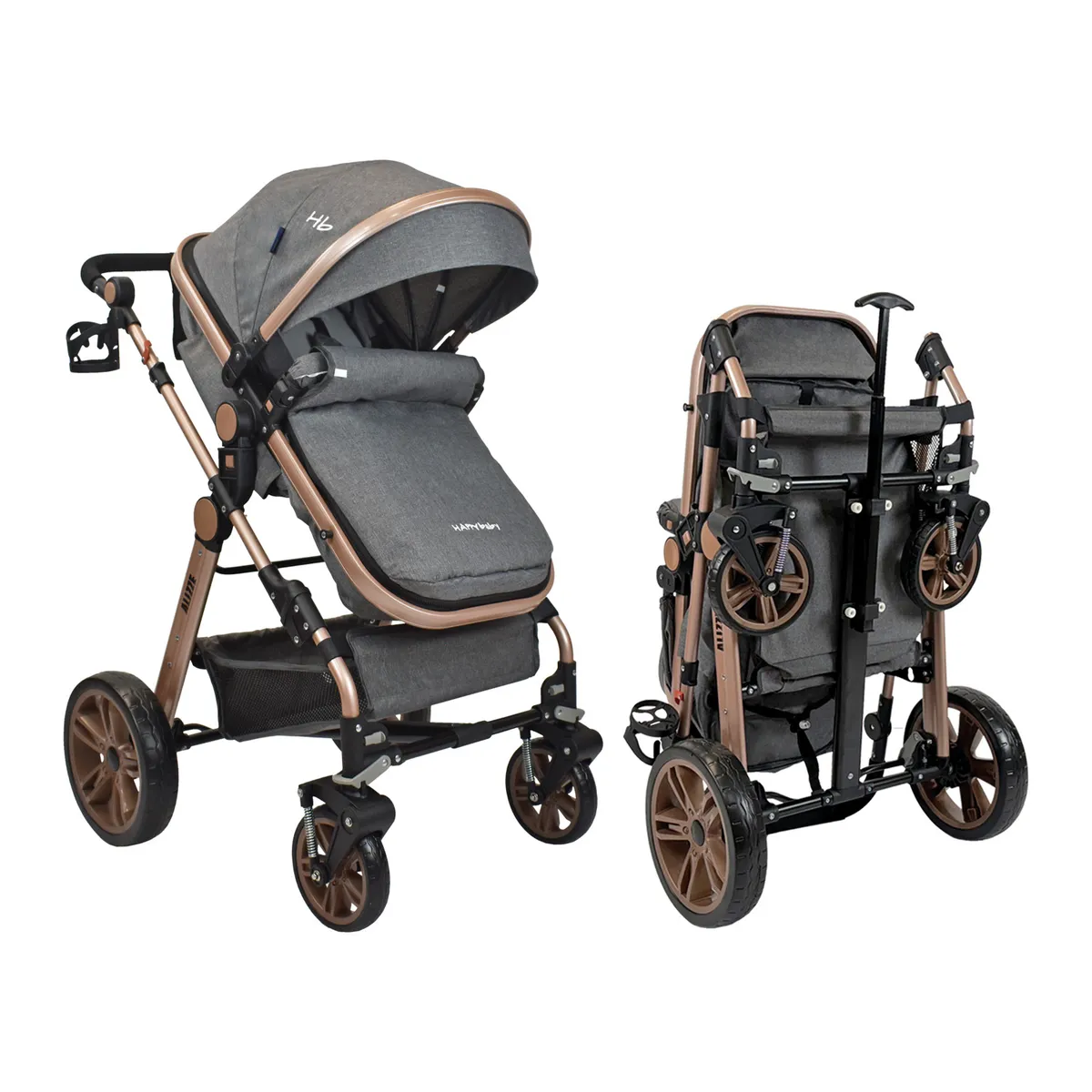 HAPPY BABY - Coche Para Bebe Tipo Moisés Happy Baby Alizze Gris