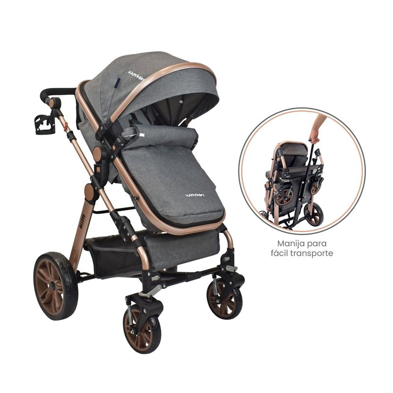 HAPPY BABY - Coche Para Bebe Tipo Moisés Happy Baby Alizze Gris