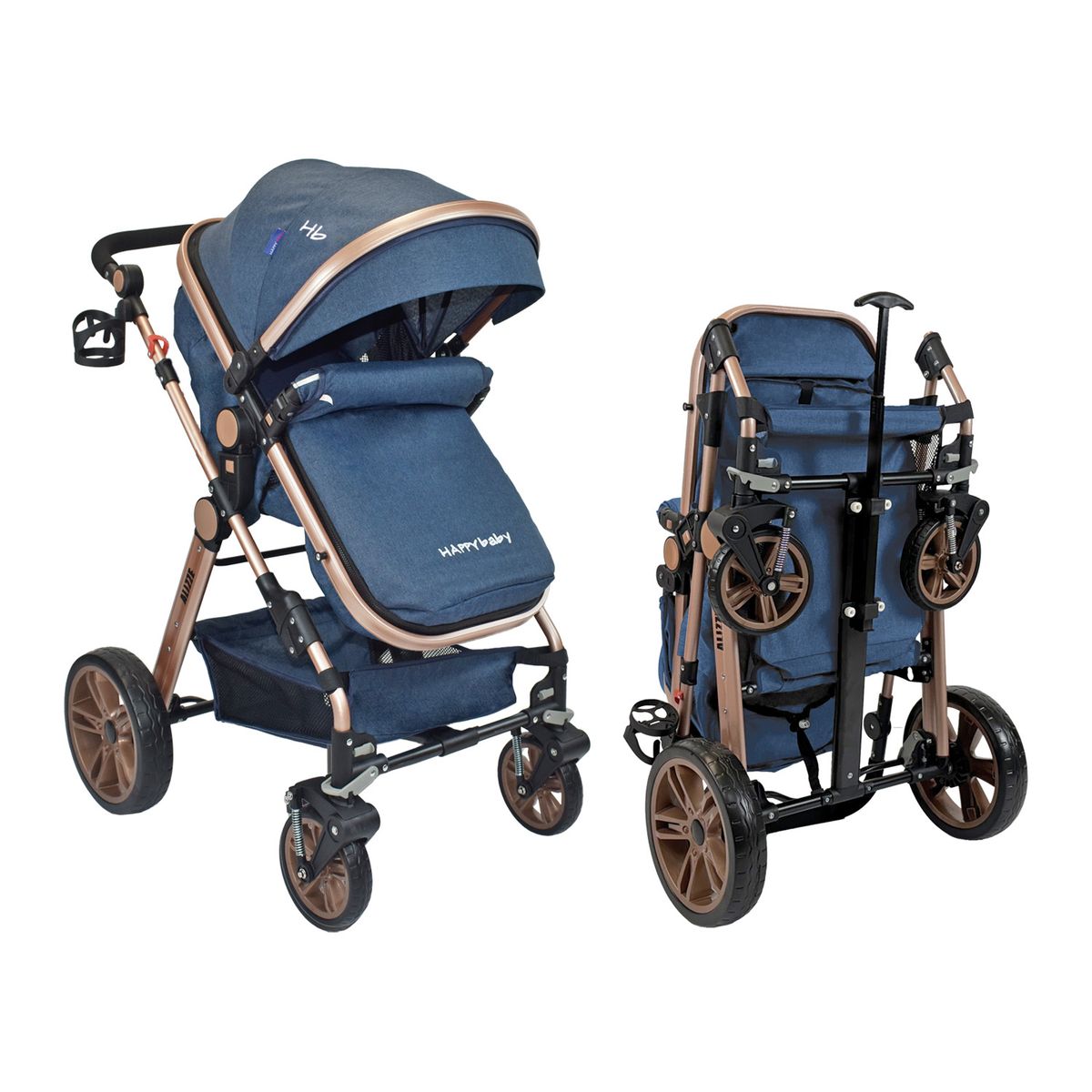 HAPPY BABY - Coche Para Bebe Tipo Moisés Happy Baby Alizze Azul