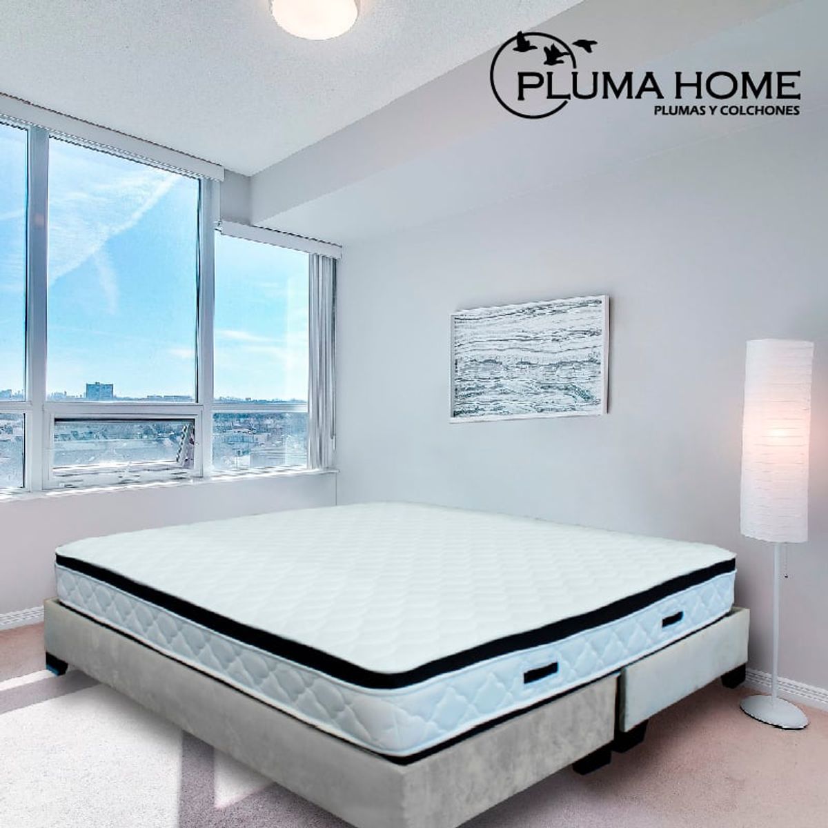 GENERICO - Colchón suiza SEMI-Doble  GRATIS base cama +  Set Almohadas.