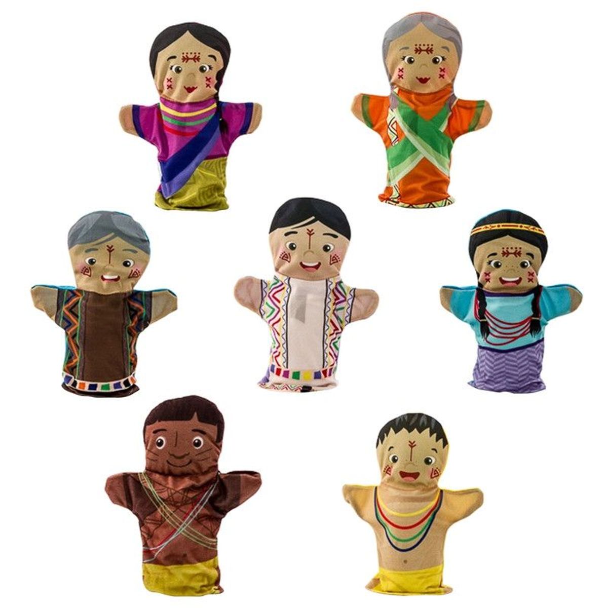 CREAPLAST - Títeres Familia x7 Integrantes - Etnia Indigena