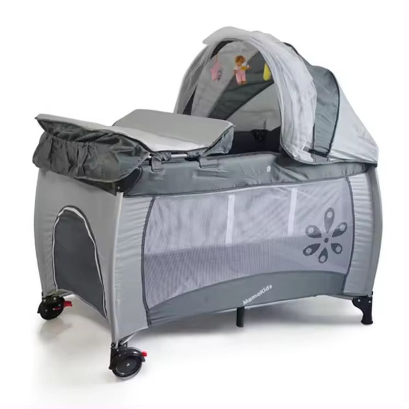 KIDSHOP - Cuna Corral Camping Plegable Toldillo Cambiador S12-7 Gris-