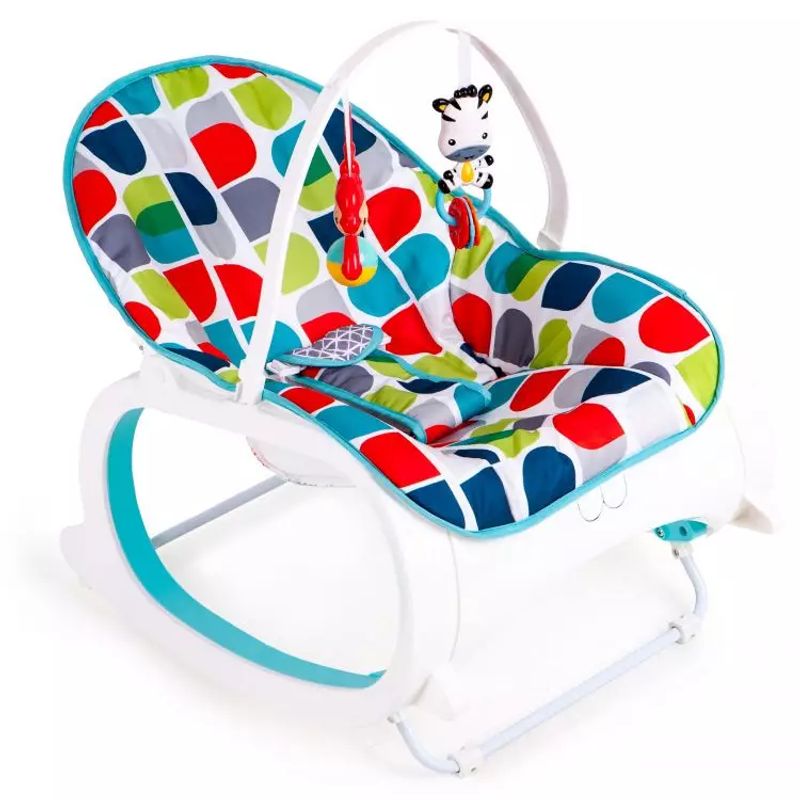 KIDSHOP - Silla Mecedora Vibradora Musical Crece Conmigo AZUL BOLAS-