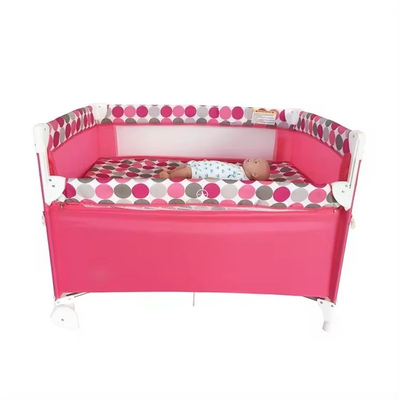 KIDSHOP - Corral Cuna Colecho Toldillo Camping Ruedas BP300 Rosado