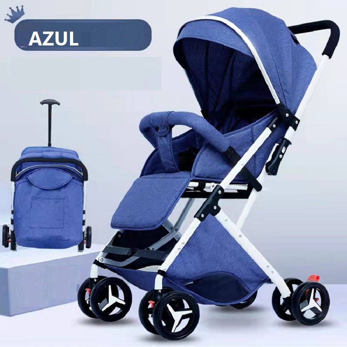 KIDSHOP - Coche Paseador Tipo Maleta + Toldillo PD-6609-2-AZ