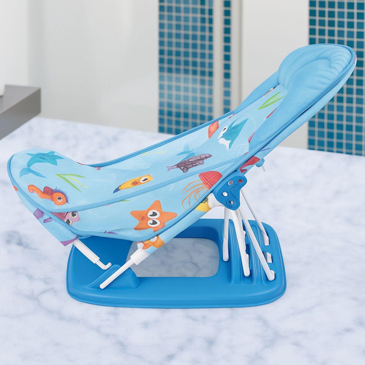 KIDSHOP - Silla Asiento Soporte Bañera Bebe Descanso Malla 66577 Azul