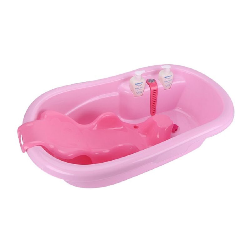 KIDSHOP - bañera para bebés termómetro y dispensador de lado rosa 302