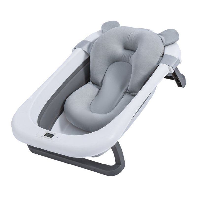 KIDSHOP - Banera Tina Plegable  Bebe Con Termometro Cojin Malla Gris-