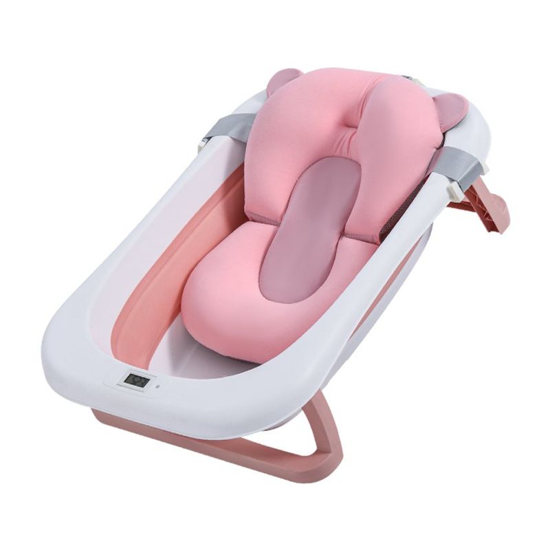 KIDSHOP - Banera Tina Plegable Para Con Termometro Cojin Malla Rosa-