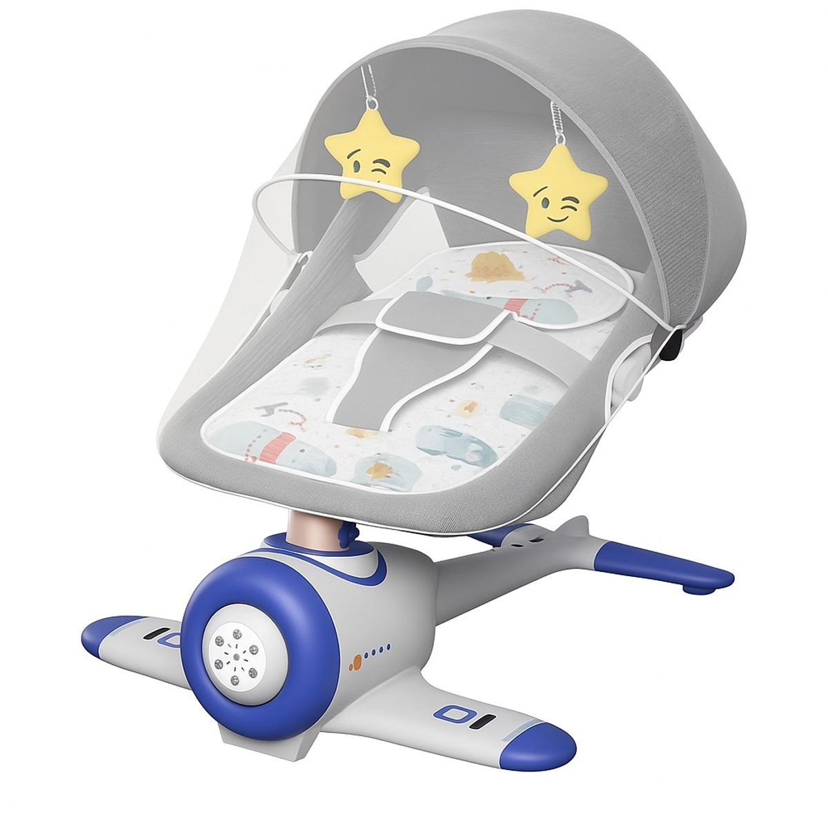 KIDSHOP - Silla Mecedora Electrica Con Movimiento Lateral Gris W5251