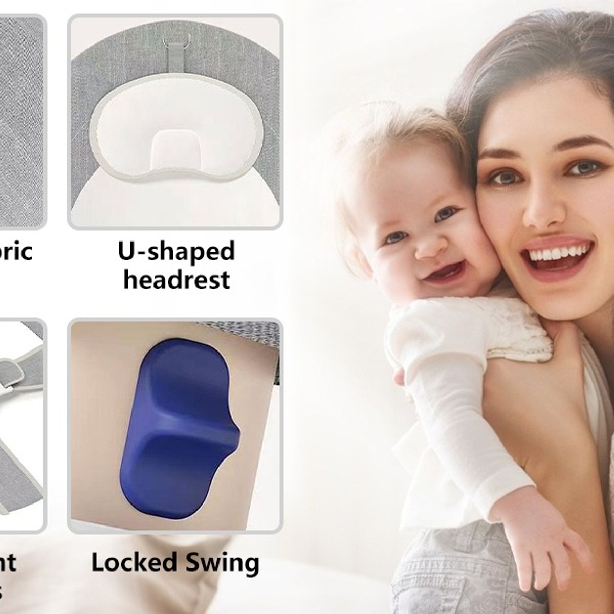 KIDSHOP - Silla Mecedora Electrica Con Movimiento Lateral Gris W5251