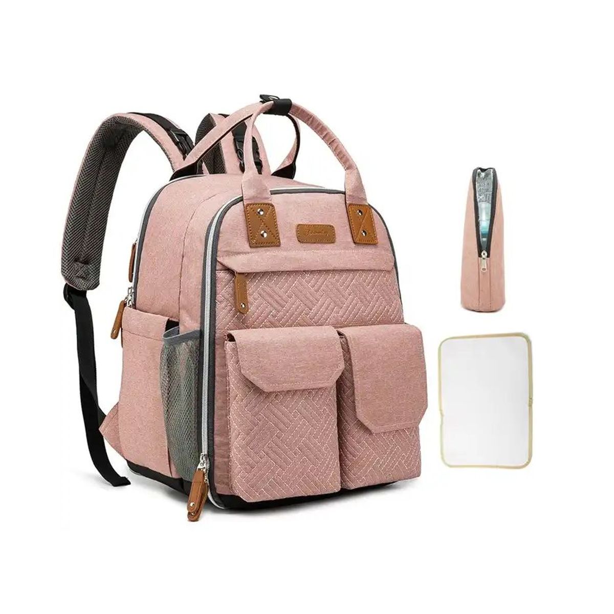 KIDSHOP - Pañalera Bolso Materno Multifuncional Cambiador LD2204-RO